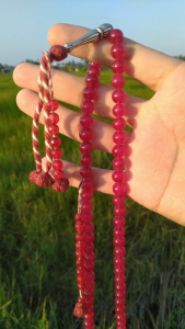 Tasbih Akik Maroon 8mm original Mesir (Maroon Agate Stone Beads)