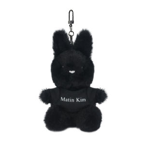 K-style Black Heart Rabbit Cell Phone Bag Belt Pendant Cute Stuffed Little Doll Keychain