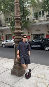 Bộ quần áo nam nữ thể thao cộc tay SUN 07 Xám Chì Đậm chất poly áo polo cổ bẻ quần short dễ phối