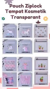 WJ07 Tas Kosmetik Transparan & Pouch Make Up Motif Unicorn
