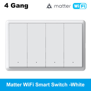 MANHOT Matter WiFi Smart Switch Neutral Wire Optional Switch US Standard Switch Push Button Light Switch Work With Tuya Alexa