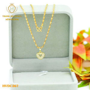 Dây Chuyền Nữ Trái Tim Vòng Cổ Mặt Đính Đá Titan Xi Mạ Vàng Non 18k 24k Cao Cấp (Không Bị Xỉn Đen) - Trang Sức Hava Hong Kong