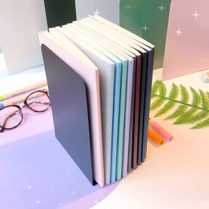 2PCS Metal Bookends Book End Stand Sorted Book Holder Metal Book Stand Book Divider Office Study Desktop Storage Bookcase Magazine Shelf Bookcase