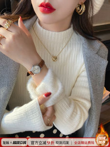 เสื้อสเวตเตอร์ถักขนกระต่ายหนาสำหรับผู้หญิงในฤดูใบไม้ร่วงและฤดูหนาว เสื้อชั้นในแบบมีฮู้ดแบบหนาและอบอุ่น สีขาว เสื้อคลุมกันหนาวแบบสวมหัว