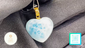 SG LOCAL - Authentic Larimar Love Shape 925 Silver Gold Pendant 海纹石心形925银金吊坠