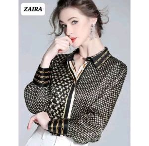 Kemeja silk motif kotak black terlaris 657 / atasan perempuan dewasa terpopuler modern / pakaian fashion wanita termurah