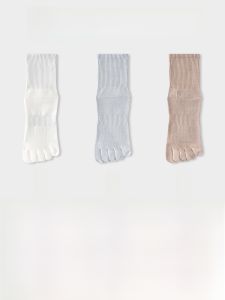 JINGCHI | Mens Mid-Calf Sports Socks Anti-Odor Pure Color Cotton Five-Finger Socks Spring Autumn Winter Breathable Comfortable Cushioning