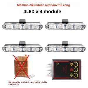 Đèn Báo Hiệu Khẩn Cấp 4 LED Cho Ô Tô Đèn Nháy Cảnh Báo Màu Đen Lắp Lưới Tản Nhiệt Dành Cho Xe Tải Xe Van SUV 12V Cường Độ Cao Chất Liệu Nhựa PVC