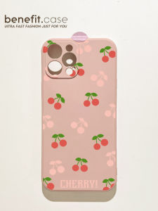 Benefit Korean Style Ins Pink Cherry Full Cover Silicone Phone Case for Apple iPhone 16 pro Max 15 pro 14 Series 13 New Model 12 Creative 11 Xs Max Rugged