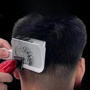 Professional Level Haircut Comb Oil Head Push Cut Comb Leveling Hairdressing Scissors Positioning Comb for Mens Styling Tool