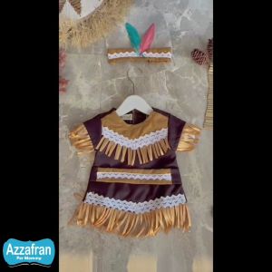Kostum Indian FREE Ikat Kepala Bulu | Dress Carnaval Anak Perempuan | Baju Karnaval | Azzafran