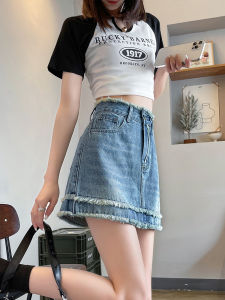 Quần Short Denim Cạp Cao Co Giãn Cho Nữ Mùa Hè 2025 Dáng Chữ a Vừa Vặn Thoải Mái Đa Năng Quần Áo Công Sở