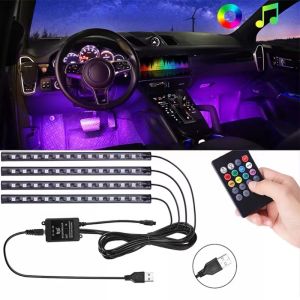RGB Car Interior Decorative Lights LED Car Foot Light 48 LED Atmosphere Lamp Ambient Lamp Remote / Voice Control