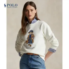 Polo Ralph Lauren Women Polo Bear Cotton-Blend Sweater (Mushroom Marl)