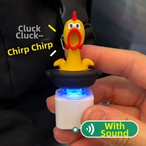 Screaming Chicken Toy Keychain Glowing Button Activated Crowing Chicken Pendant Funny Sound Producing Egg-Citing Gift