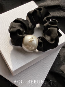 Elegant Black Pearl Hair Tie Sweet School Girl Style Korean Trend Hairband Headwear Fashionable Hair Cord Accessory