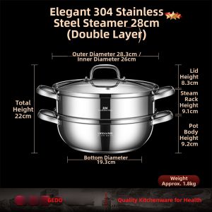 GEDO | Multilayer Thickened Stainless Steel Steamer Pot For Home Use