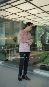 HENDRIK Slimfit PINK MOCCA Baju Pria Kemeja Batik Kerja Lengan Panjang Warna Soft Pastel Bahan Katun Halus Berkualitas