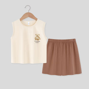 MiiOW | ชุดนอนเด็กชายผ้าฝ้ายเลเซอร์แขนกุด กางเกงขาสั้น ชุดอยู่บ้านกลางคืน ชุดเด็กชาย ฤดูร้อน 2025 ใหม่ เสื้อผ้าใส่ในบ้าน ใส่กลางแจ้งได้