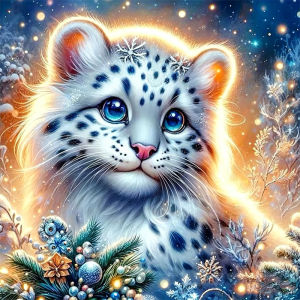 HUACAN Diamond Painting Leopard Winter Animal Home Decor Full Square Round Drill Diamond Mosaic Snow Forest Handmade