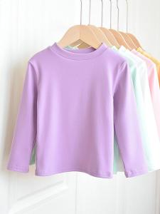 Áo Thun Dệt Kim Phong Cách Hàn Quốc Mùa Thu Mỏng Màu Trắng Cho Bé Gái Cỡ Trung Lớn Mặc Trong Nhà Áo Thun Dài Tay Cổ Tròn Màu Trơn