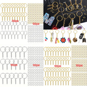 200pcs 3Colors DIY Iron Keychains With Split Ring Link Silvery Gold Color Pendants Holder Rings DIY Key Chains Jewelry Making