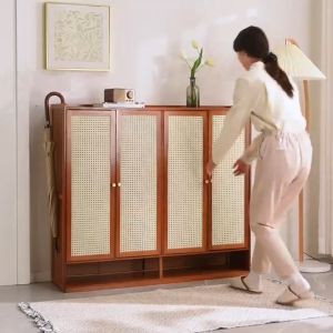 Household door shoe cabinet bamboo wooden shoe rack dust-proof storage artifact multi-layer dust-proof shoe cabinet