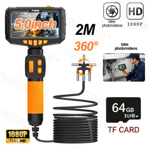 5inch Screen 360°Industrial Endoscope Inspection Camera IP67 6mm Lens Automotive Boroscope For Car Automotive Plumbing Rep