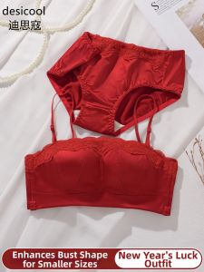 Red Underwear Set for Small Breasts Gathering No Steel Ring Reducing Armpit Fat Preventing Sagging