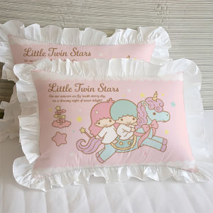 Twins Style Cute Lace Cotton Pillow Case Pair