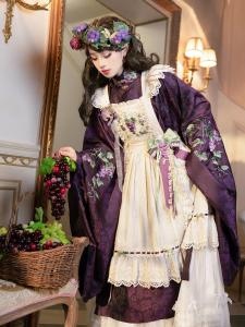 Pure Cotton Floral Embroidery Long Shirt Tang Suit Original Design Collar Grape Garden Theme Side Buttoned Hanfu Womens Clothing