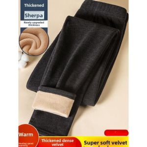 Mens Warm Pants with Thickened Plush Bottom Lamb Fleece Warm Cotton Wool Pants Student Autumn Pants Plush Pants Winter Pants