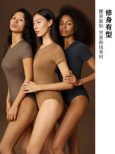 Slimming Short Sleeve One Piece Swimsuit Womens Thermal Spa Bathing Suit High Elasticity Vintage Stylish Underwear Swimwear