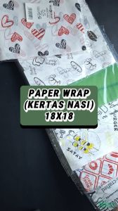 Kertas Nasi Motif 18x18 cm Paper Wrap 100 pcs Printing Laminasi Food Grade Burger Kebab Dragon Pack Koran Roti Yellow Love Daun