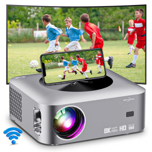 GOOJODOQ Wifi 8k Projector Full HD 1080p 12000 LM Supports Android by Synchronizing Smartphone Screen