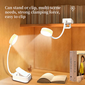 Mini LED Clip-On Reading Book Light 3 Modes USB Rechargeable Eye Protection Portable Lamp for Travel Bedroom Study Office