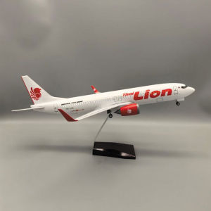 B737 Lion Air Model Plane 47cm Resin Replica Plastic Model Toy Airplane For Kids With Landing Gear Wheels Light(Touch Or Sound