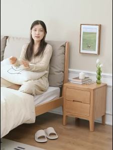 YUANSHI YUANSU | Real Wood Modern Nordic Bedside Table with 2 Drawers