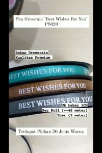 1 Roll Pita Grossgrain BEST WISHES 1cm - Pita Kotak Kue PS020