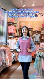 KEMEJA ALENA ANAK PEREMPUAN USIA 5 - 14 TAHUN BAHAN KNIT MIX KATUN SALUR TERBARU / VIRAL