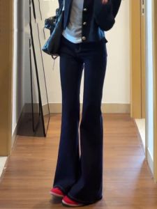 High Waist Slimming Denim Blue Womens Jeans Elastic Floor-Length Horse Hoof Pants Spring New Style Comfortable Stretchy