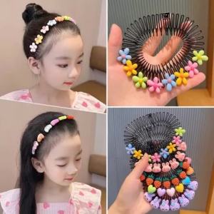 2/4Pcs Children Y2k Star Colorful Hair Comb Broken Headband Hair Clips Bunny Heart Cute Headdress Princess Girls Hair Accessorie
