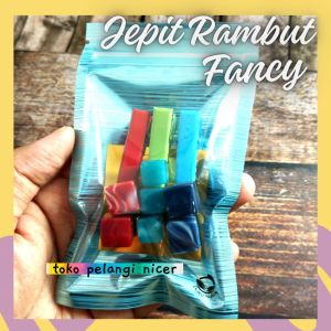 Jepit Rambut 3 in 1 Kep Rambut Korea Motif Dadu Multiwarna Jepitan Rambut Fancy Aksesoris