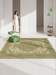 QINGGENGNONG | Green American Retro Bohemian Style Waterproof Easy Clean Luxury Carpet