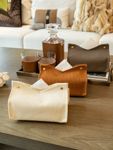 Luxury Feel Tissue Box Living Room Dining Table Creative Pull out Box High End Tea Table Desktop Tissue Cover Geometric Texture