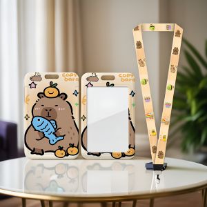 Long Lanyard Neck Strap Bus Card Holder Protective Cover for ID Card Access Control Card Commuter Card Cartoon Plastic Case