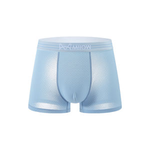 Miiow | Antibacterial Ice Silk Underwear For Teenage Boys Middle School Students Comfortable Mid Waist Flat Angle Shorts Pure Color
