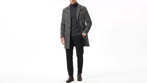 New Arrival Mens Checkered Wool Overcoat Single Breasted Thickened With Lining EU Sizes Winter Commuting Outdoor Style
