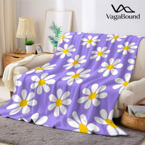 BILIBILI | Pale Purple Flat Daisy Flannel Blanket Warm Soft Halloween Christmas Decorative Couch Warm Cozy All-Season Gift