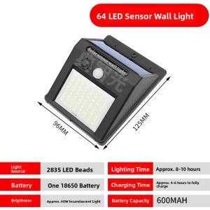 Solar-Powered Motion-Sensor LED Wall Light Waterproof Outdoor & Indoor